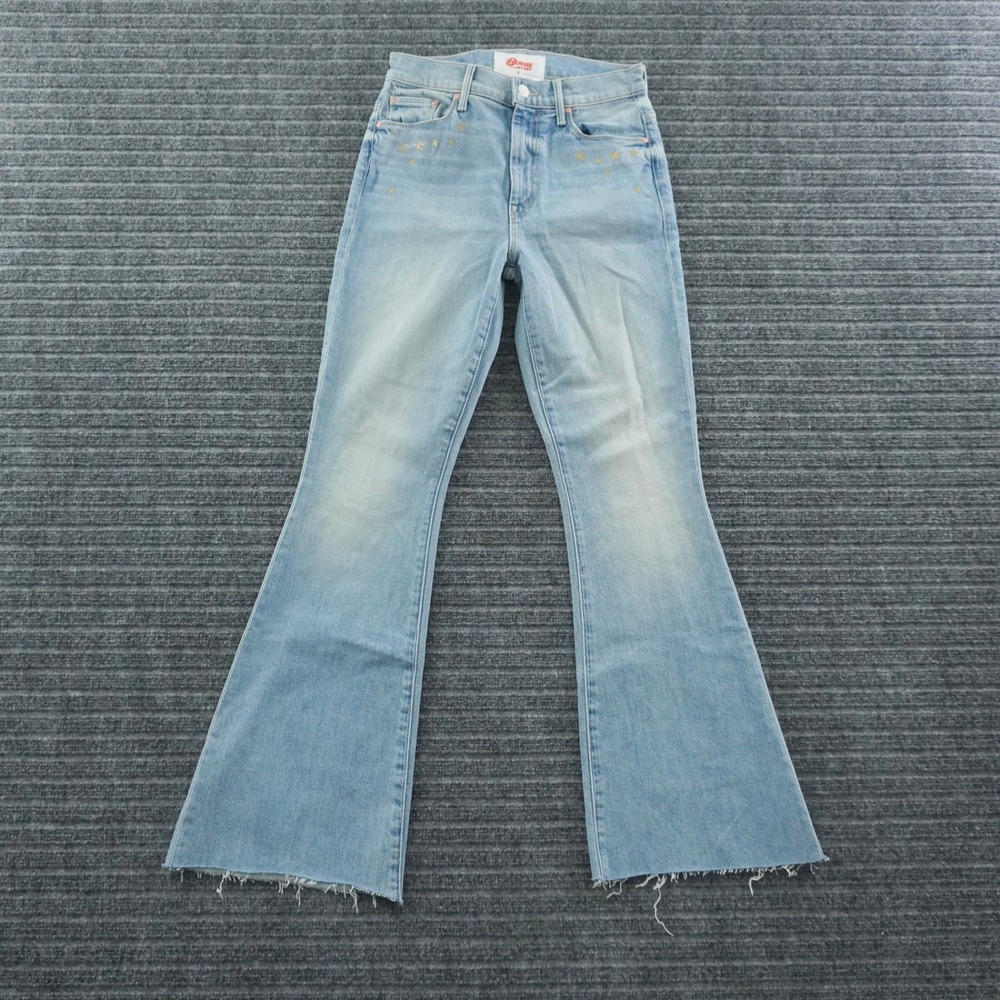Mother Bowie The Super Cruiser Flare Jeans Womens 26 Blue The Jean Genie Star